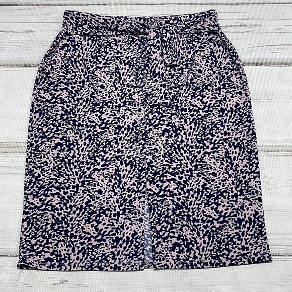 14th & Union Skirt Pink Blue Pencil Tie Split Front Size Medium - Picture 8 of 13